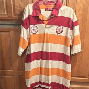 Enyce Red and Orange Striped Polo Shirt